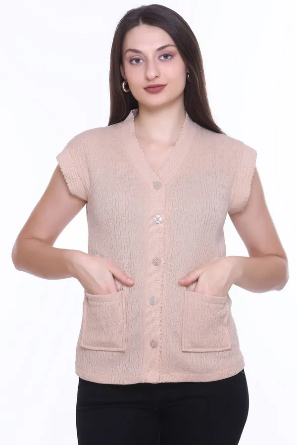 Beige_Cotton_Blend_Regular_Casual_Sweater_For_Women