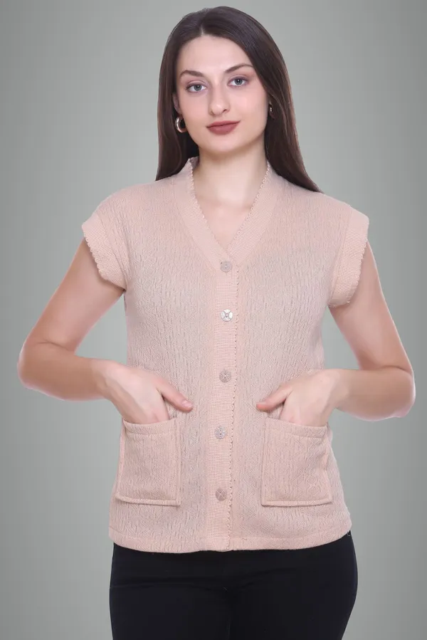 Beige_Cotton_Blend_Regular_Casual_Sweater_For_Women
