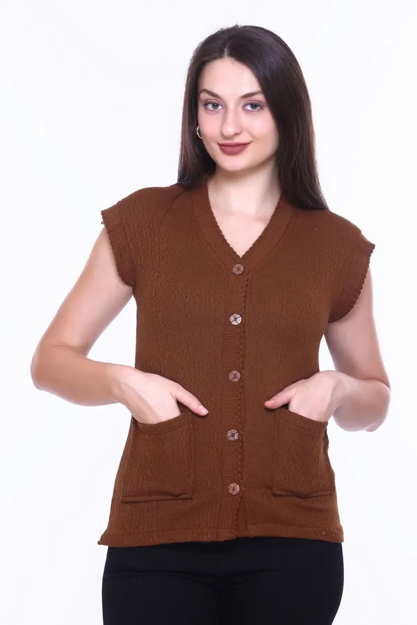 Brown_Cotton_Blend_Regular_Casual_Sweater_For_Women