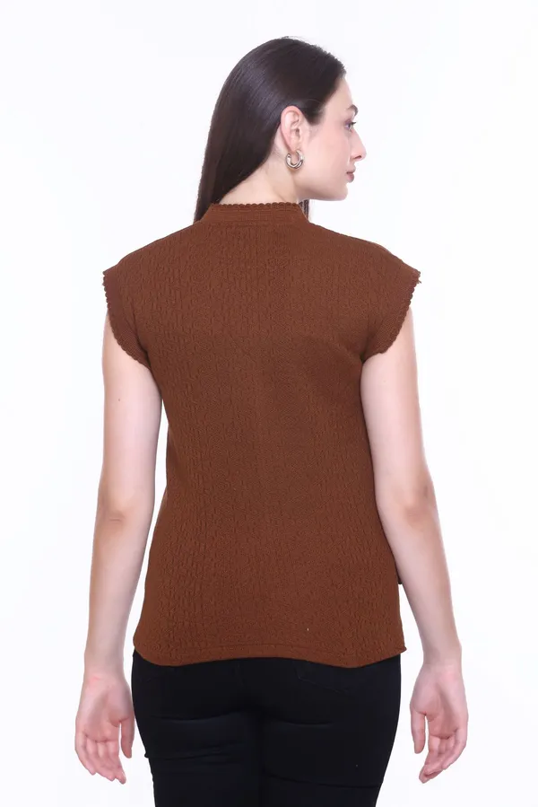 Brown_Cotton_Blend_Regular_Casual_Sweater_For_Women