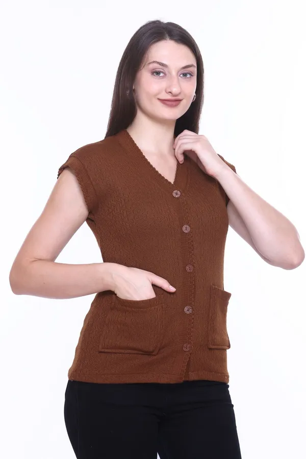 Brown_Cotton_Blend_Regular_Casual_Sweater_For_Women
