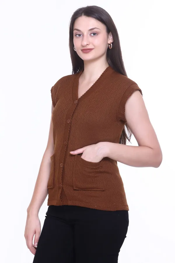 Brown_Cotton_Blend_Regular_Casual_Sweater_For_Women
