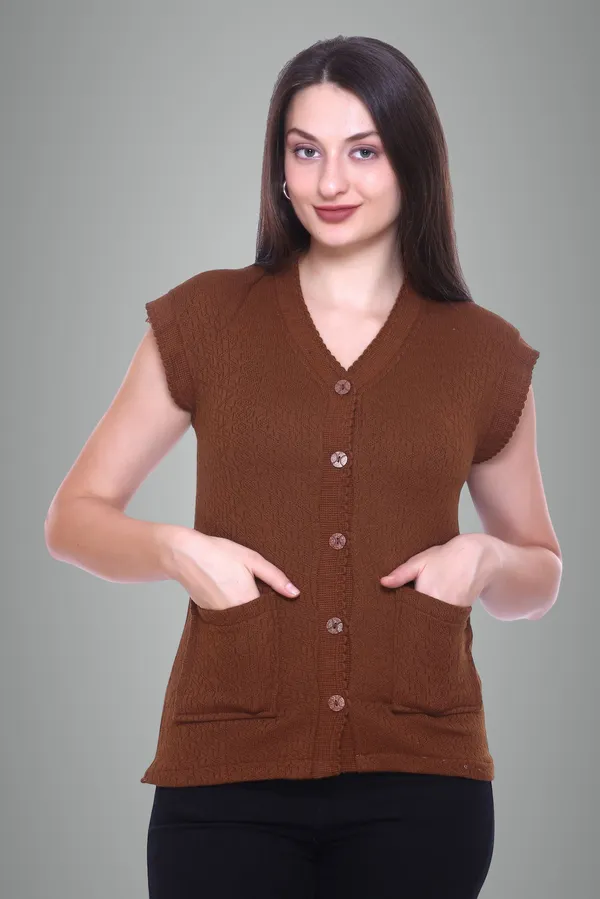 Brown_Cotton_Blend_Regular_Casual_Sweater_For_Women