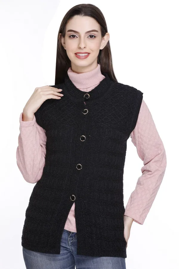 Black_Wool_Blend_Regular_Casual_Sweater_For_Women