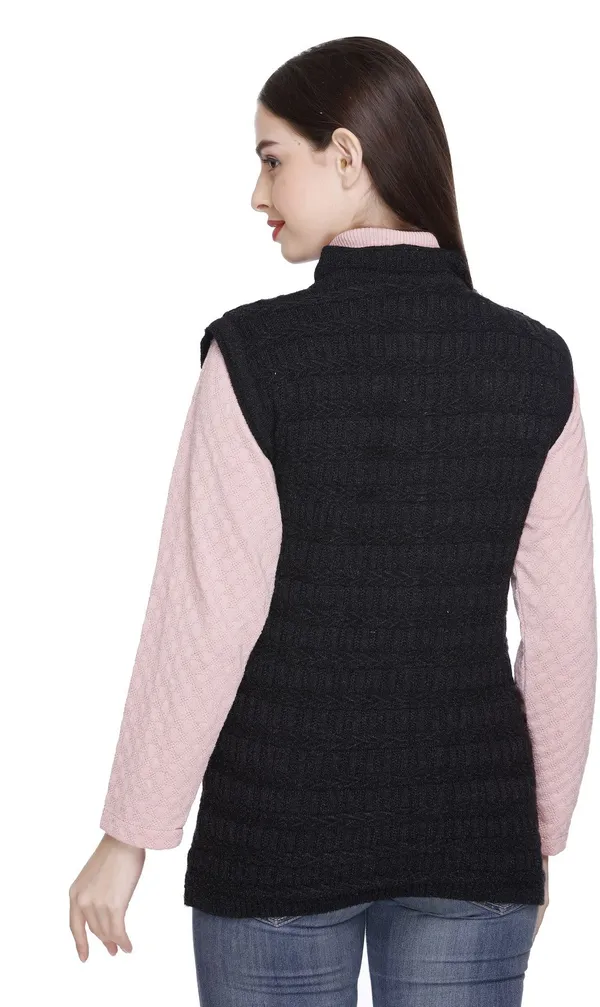 Black_Wool_Blend_Regular_Casual_Sweater_For_Women