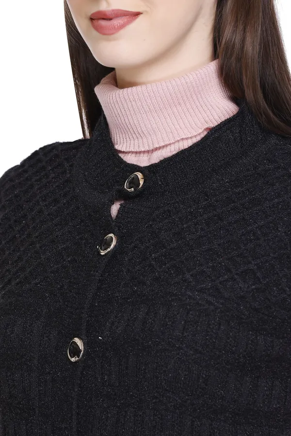 Black_Wool_Blend_Regular_Casual_Sweater_For_Women