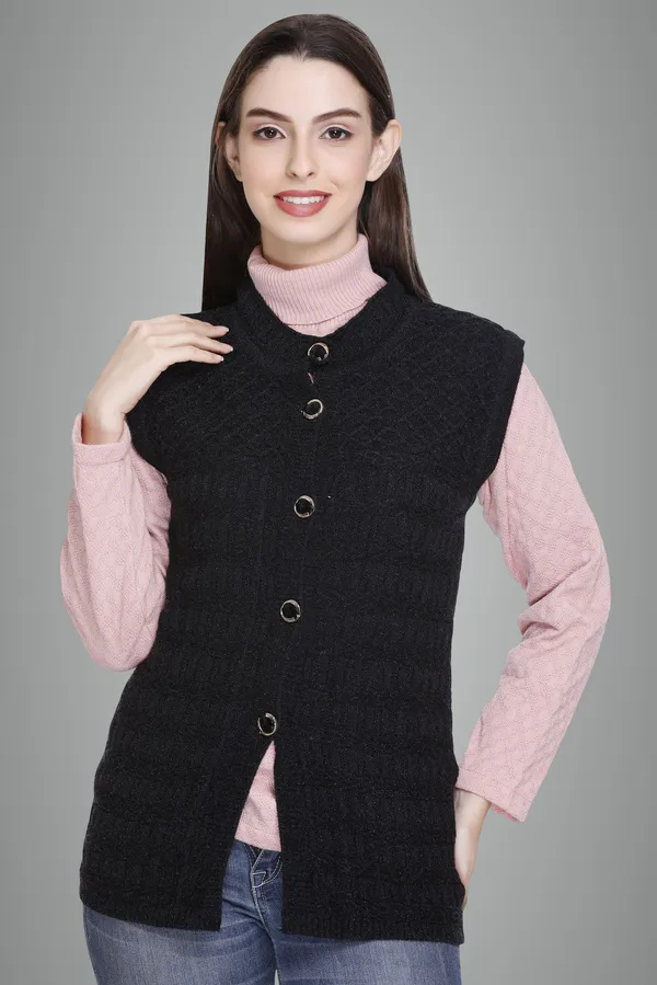 Black_Wool_Blend_Regular_Casual_Sweater_For_Women