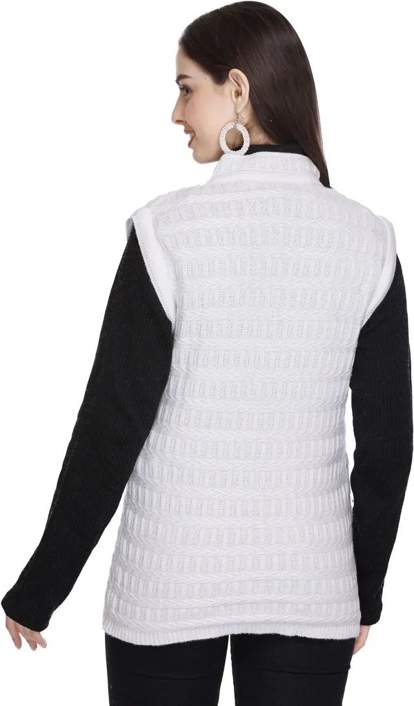 White_Wool_Blend_Regular_Casual_Sweater_For_Women