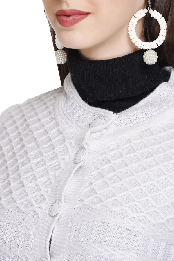 White_Wool_Blend_Regular_Casual_Sweater_For_Women
