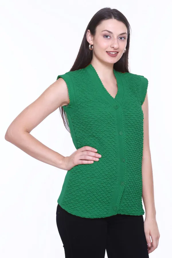 Dark_Green_Cotton_Blend_Regular_Casual_Sweater_For_Women