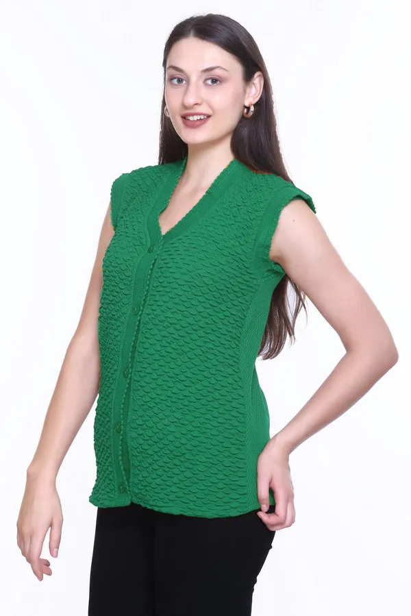 Dark_Green_Cotton_Blend_Regular_Casual_Sweater_For_Women