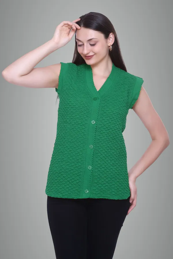 Dark_Green_Cotton_Blend_Regular_Casual_Sweater_For_Women