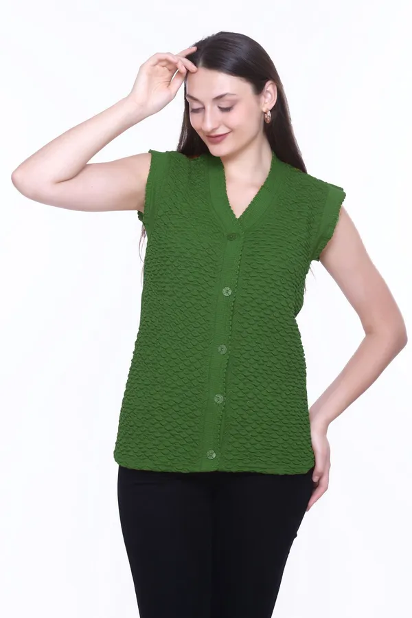 Dark_Green_Cotton_Blend_Regular_Casual_Sweater_For_Women