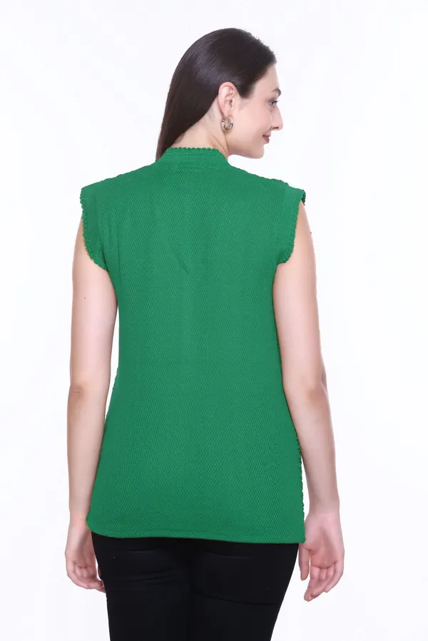 Dark_Green_Cotton_Blend_Regular_Casual_Sweater_For_Women