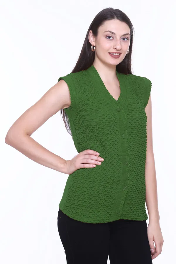 Dark_Green_Cotton_Blend_Regular_Casual_Sweater_For_Women