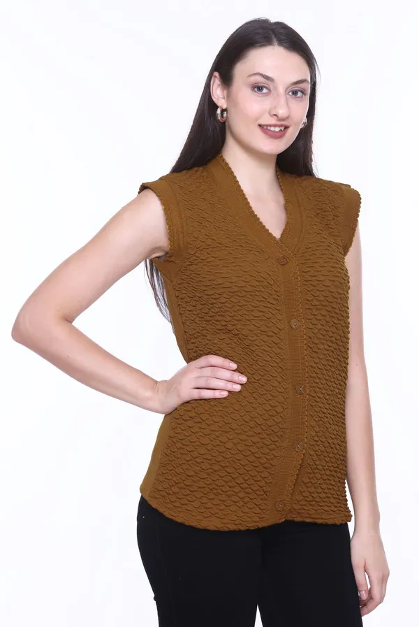 Brown_Cotton_Blend_Regular_Casual_Sweater_For_Women