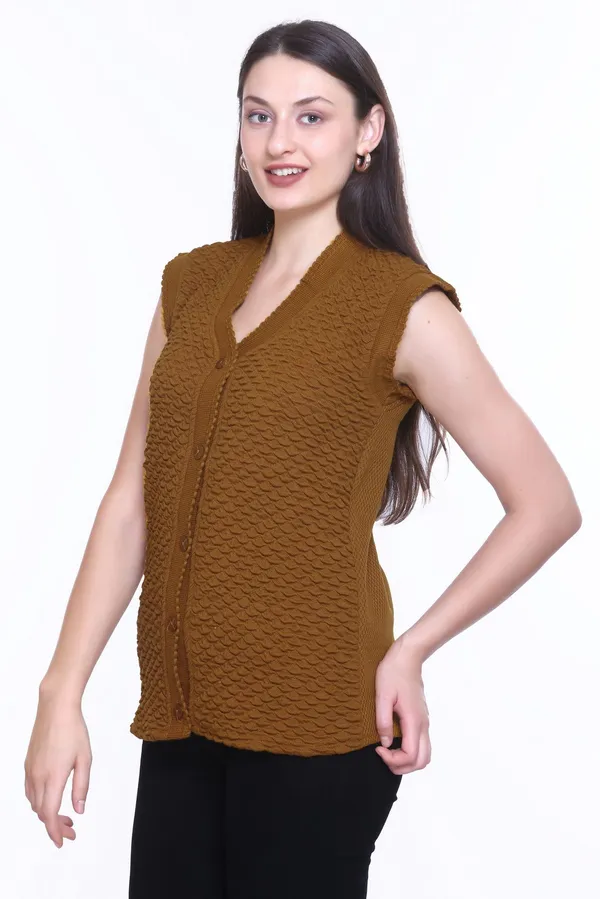 Brown_Cotton_Blend_Regular_Casual_Sweater_For_Women