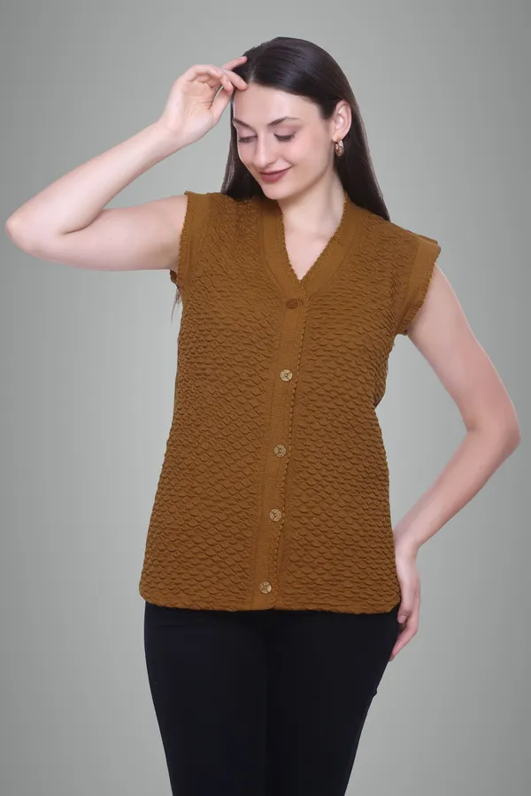 Brown_Cotton_Blend_Regular_Casual_Sweater_For_Women