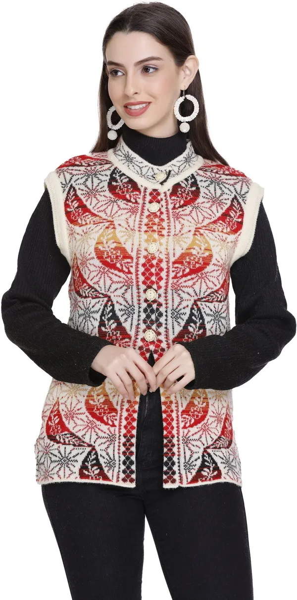 White_Wool_Blend_Regular_Casual_Sweater_For_Women