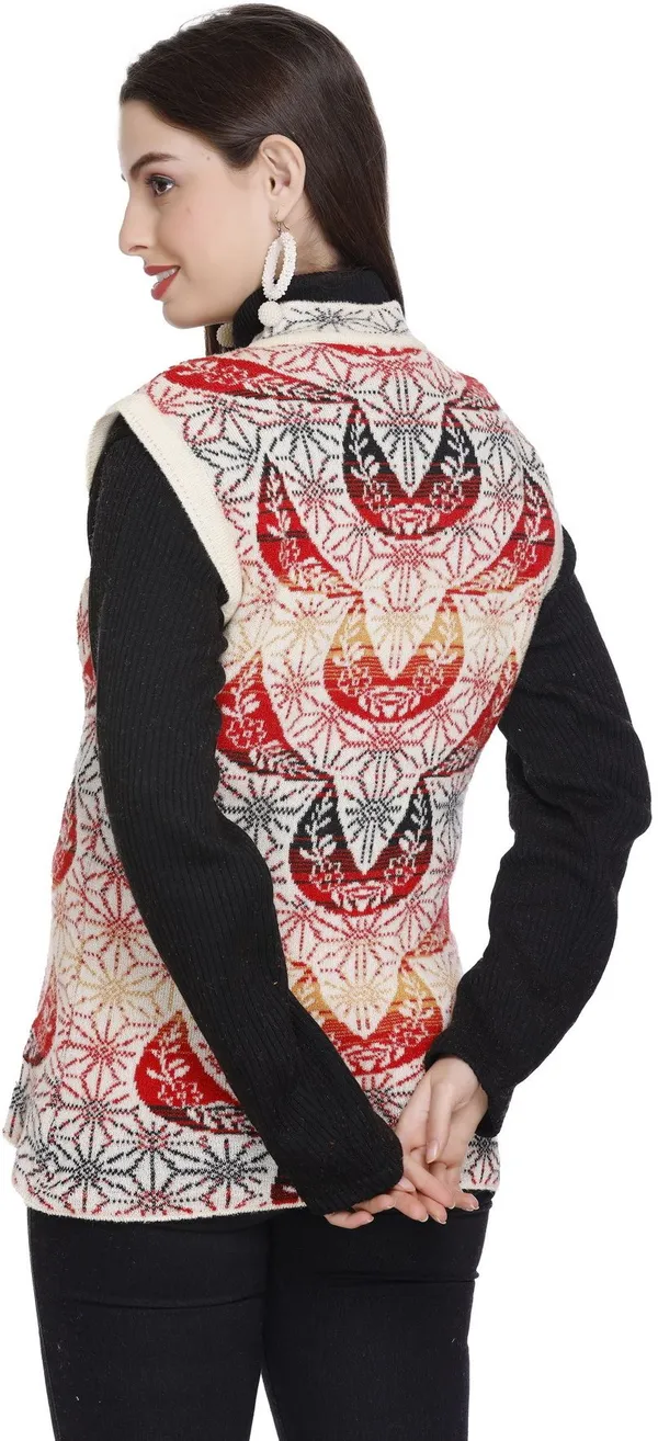 White_Wool_Blend_Regular_Casual_Sweater_For_Women