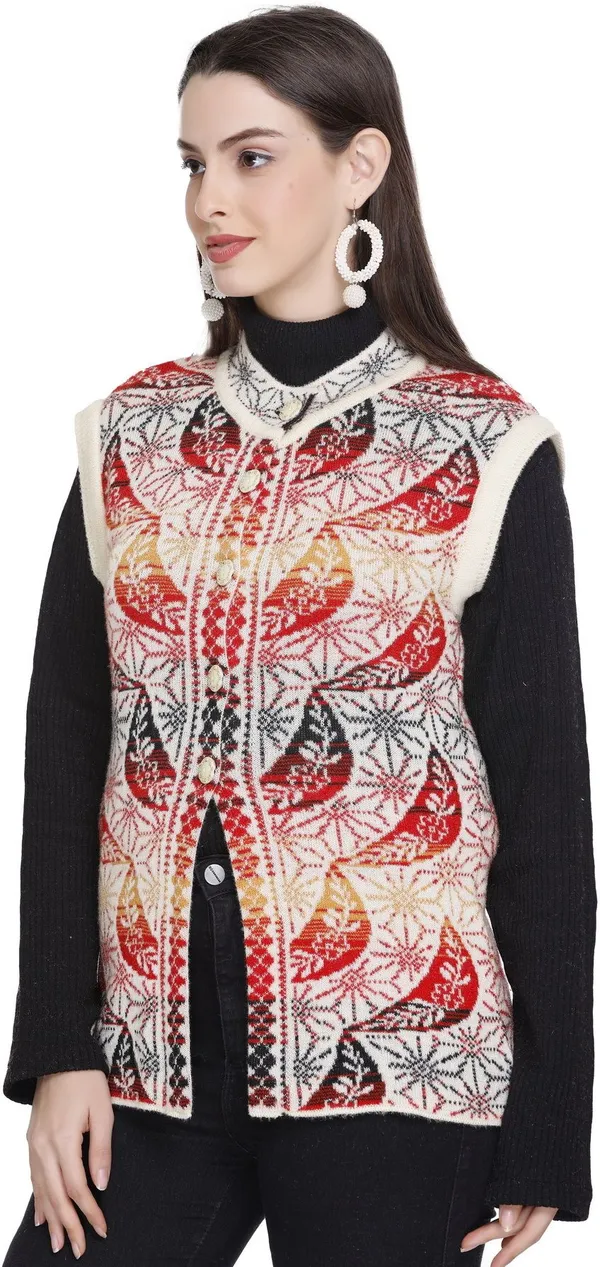White_Wool_Blend_Regular_Casual_Sweater_For_Women