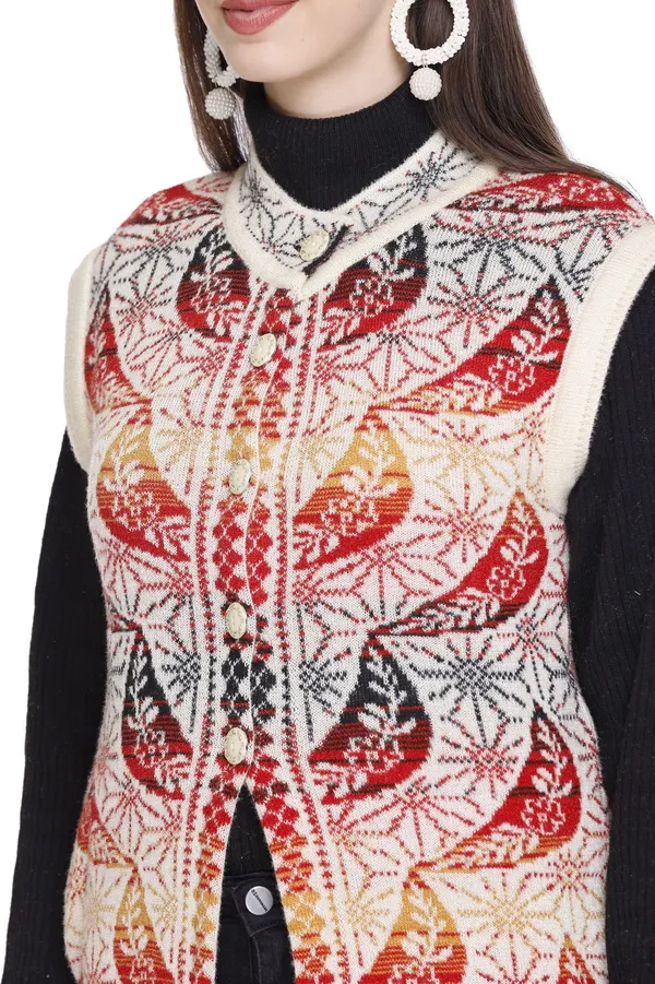 White_Wool_Blend_Regular_Casual_Sweater_For_Women