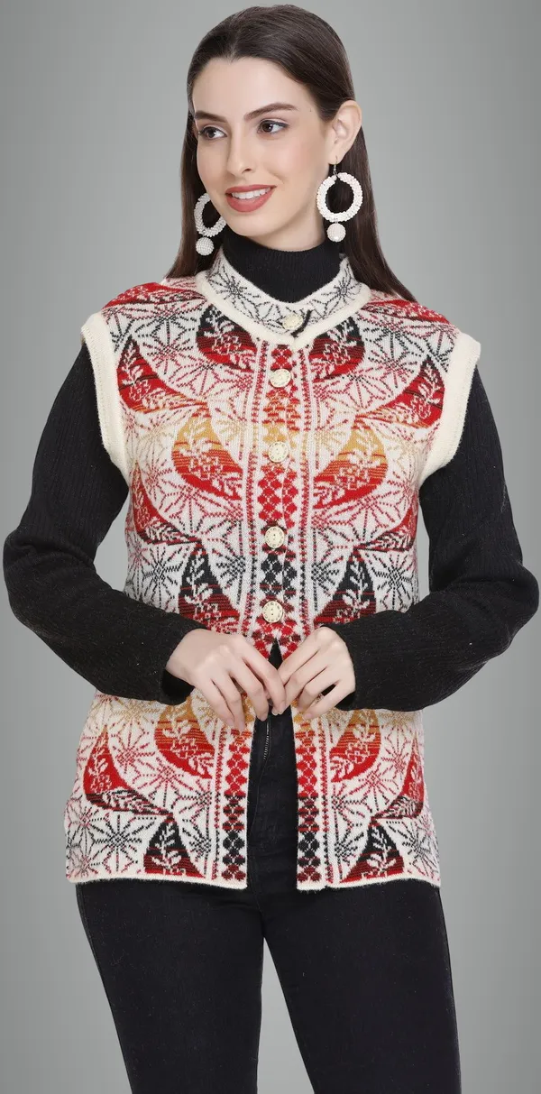 White_Wool_Blend_Regular_Casual_Sweater_For_Women