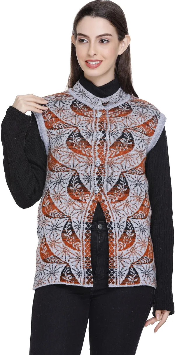 Grey_Wool_Blend_Regular_Casual_Sweater_For_Women