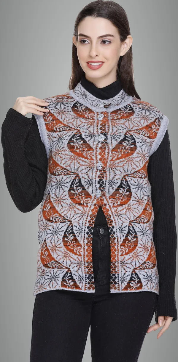 Grey_Wool_Blend_Regular_Casual_Sweater_For_Women