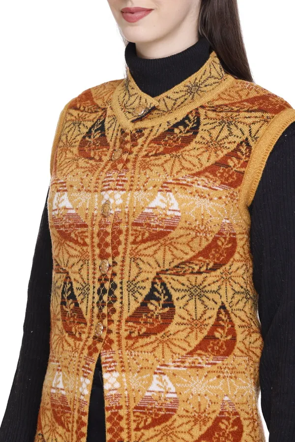 Yellow_Wool_Blend_Regular_Casual_Sweater_For_Women