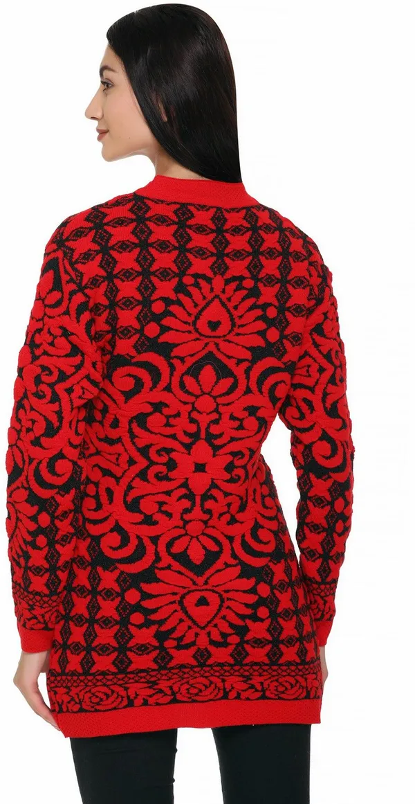 Red_Wool_Blend_Regular_Casual_Sweater_For_Women