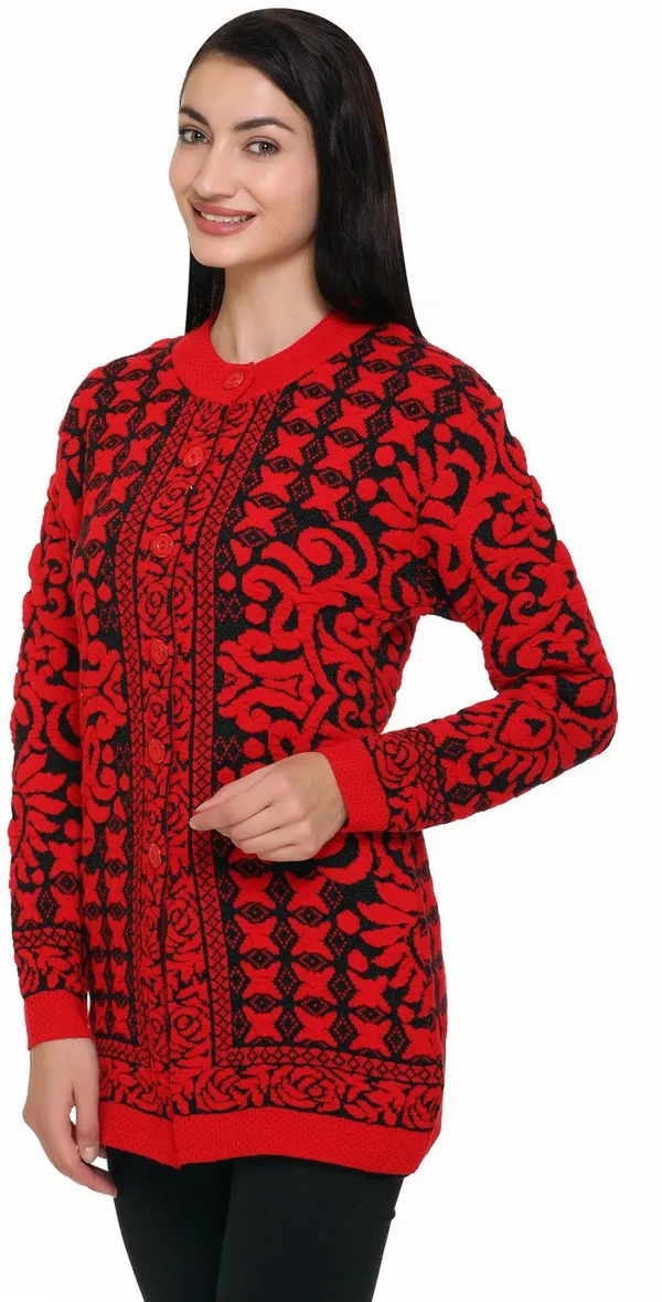 Red_Wool_Blend_Regular_Casual_Sweater_For_Women