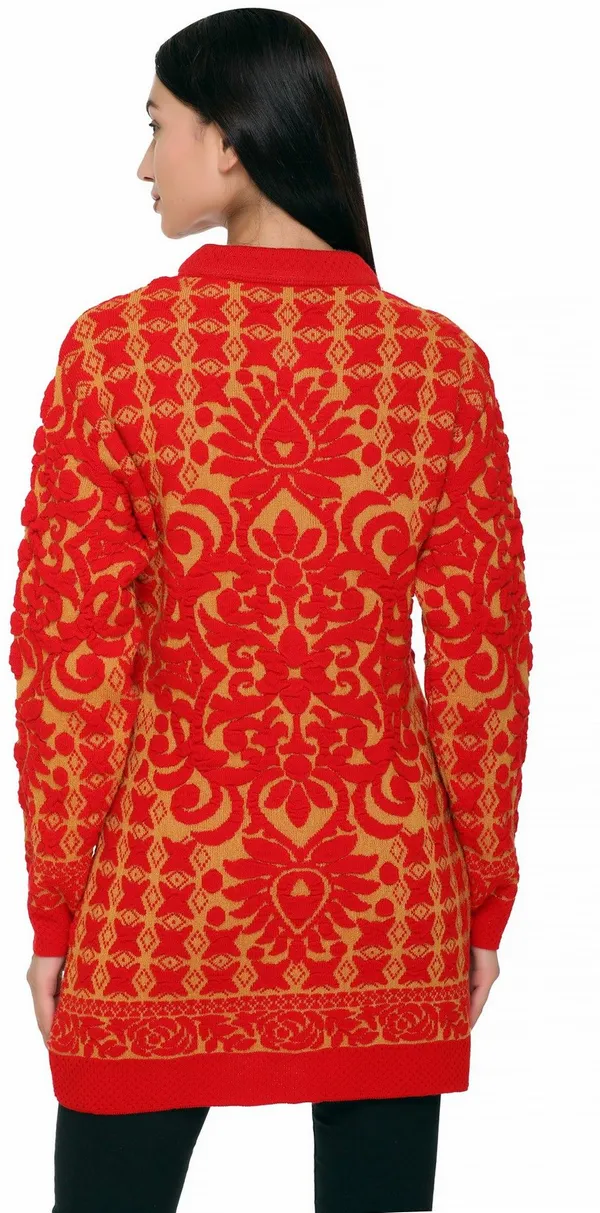 Orange_Wool_Blend_Regular_Casual_Sweater_For_Women