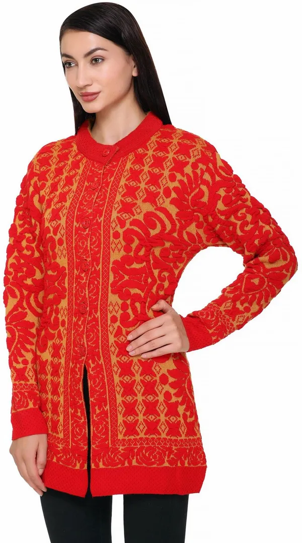 Orange_Wool_Blend_Regular_Casual_Sweater_For_Women