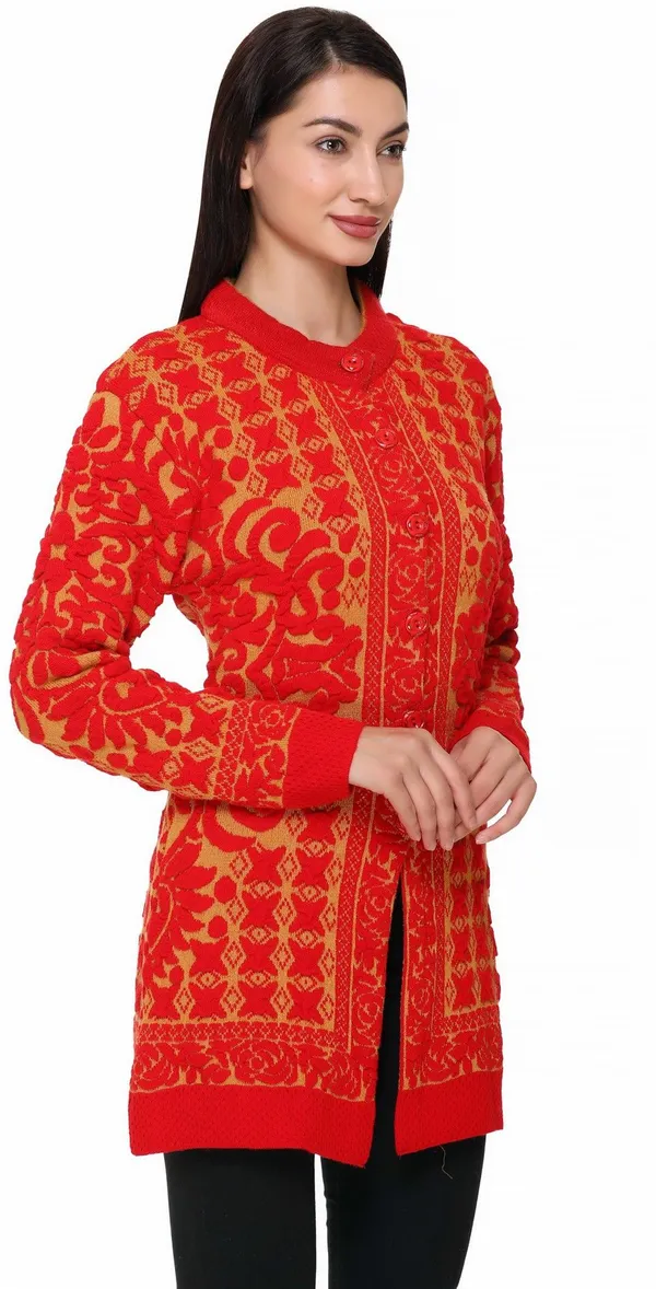 Orange_Wool_Blend_Regular_Casual_Sweater_For_Women