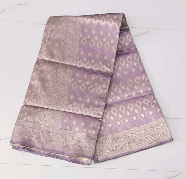 Purple_Silk_Blend_Self_Design_Banarasi_Saree_For_Women