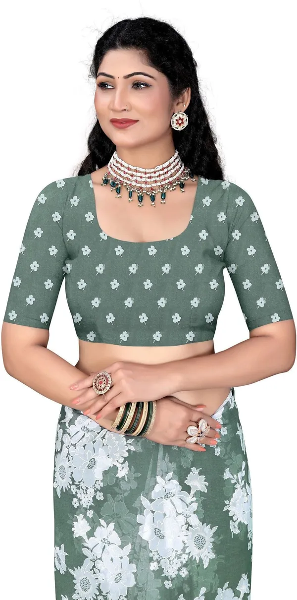 Green_Georgette_Printed_Daily_Wear_Saree_For_Women