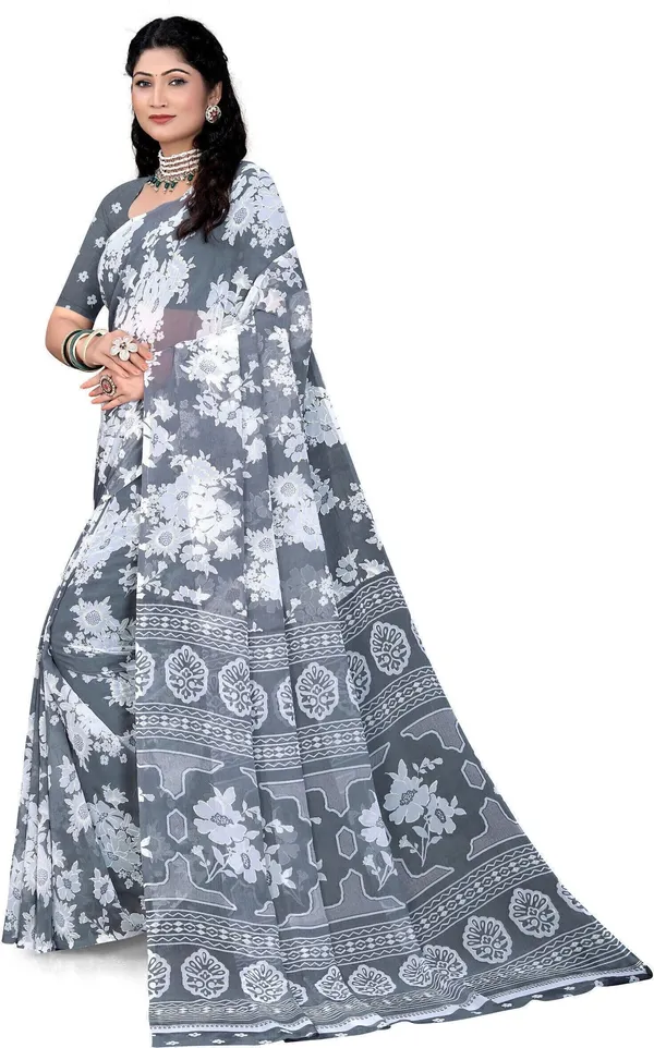 Grey_Georgette_Printed_Daily_Wear_Saree_For_Women