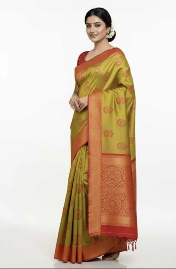 Green_Jacquard_Printed_Kota_Doria_Saree_For_Women