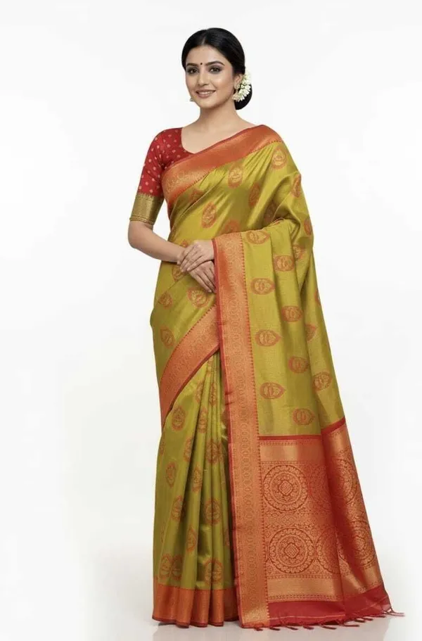 Green_Jacquard_Printed_Kota_Doria_Saree_For_Women