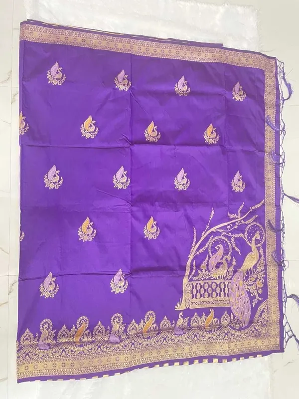 Purple_Silk_Blend_Embroidered_Banarasi_Saree_For_Women