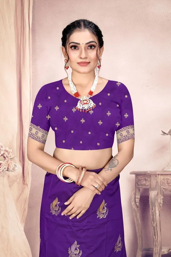 Purple_Silk_Blend_Embroidered_Banarasi_Saree_For_Women
