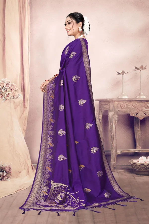 Purple_Silk_Blend_Embroidered_Banarasi_Saree_For_Women