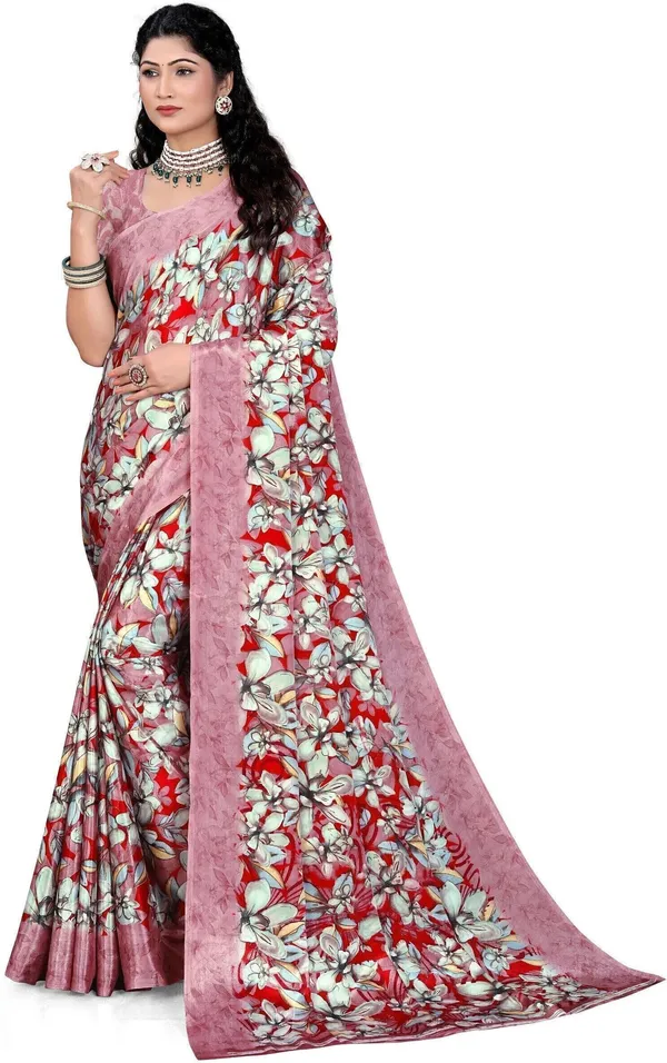 Pink_&_Red_Crepe_Printed_Daily_Wear_Saree_For_Women