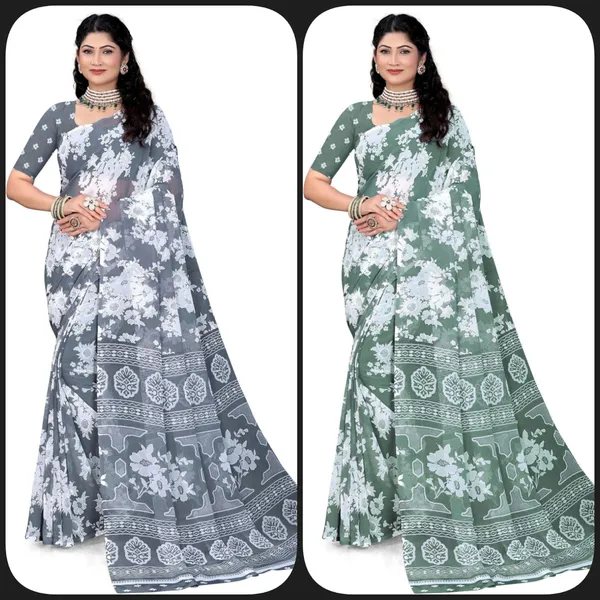 Grey_&_Green_Georgette_Printed_Daily_Wear_Saree_For_Women_Pack_Of_2