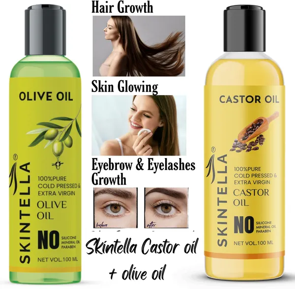 100%_Pure_Cold-Pressed_Castor_Oil_&_Olive_Oil_Combo_For_Hair_Skin_&_Body_Massage_Hair_Oil_(200_Ml)