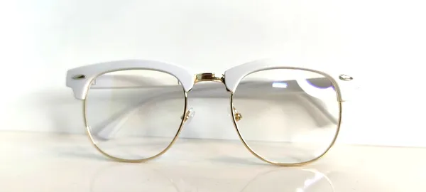 Eyewear_Half_Frame_Semi-Rimless_White/Gold_Clear_Lens_Richkart_Style_Glasses_for_Men_and_Women