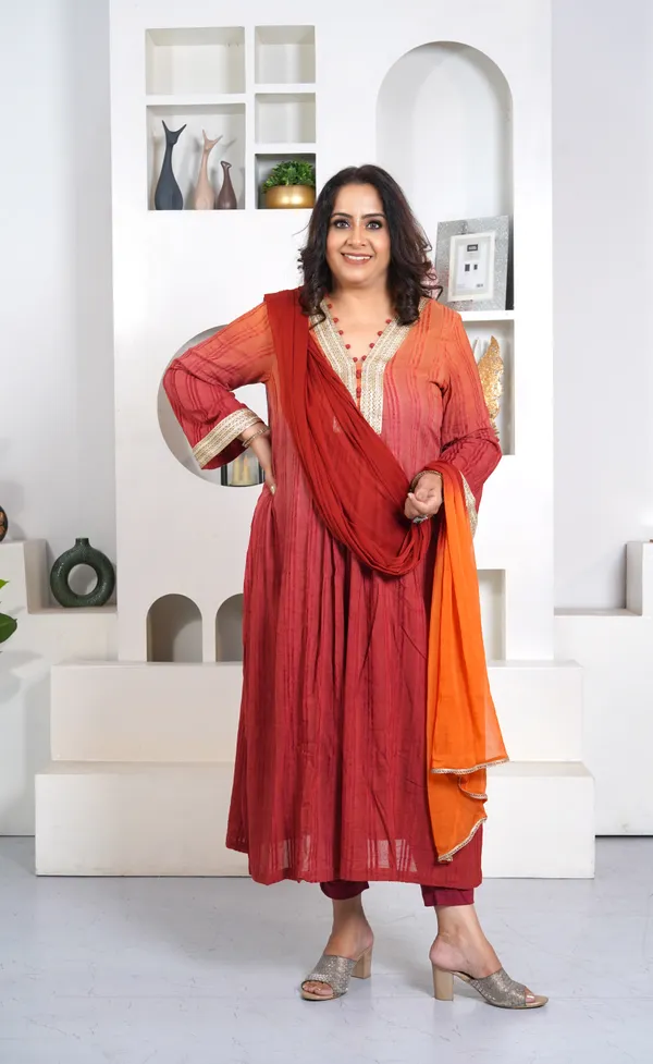 Orange_&_Red_Rayon_Premium_Long_Dress_With_Dupatta_For_Women_&_Girls