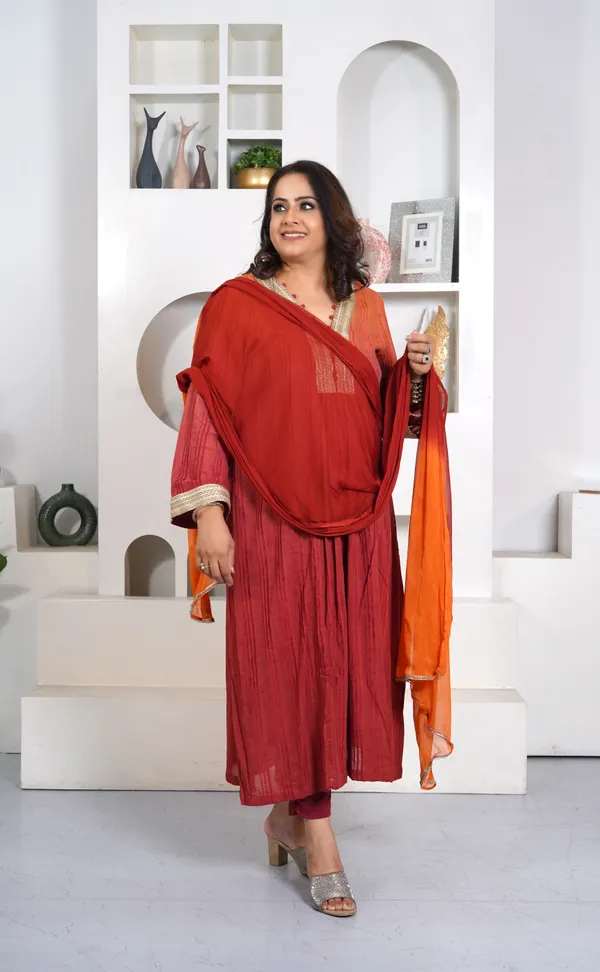 Orange_&_Red_Rayon_Premium_Long_Dress_With_Dupatta_For_Women_&_Girls