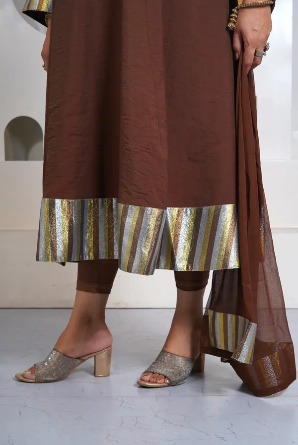 Brown_Rayon_Premium_Long_Dress_With_Dupatta_For_Women_&_Girls